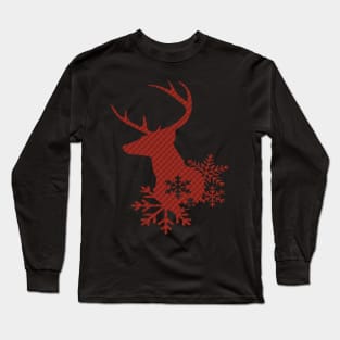 Red Plaid Christmas Deer Long Sleeve T-Shirt